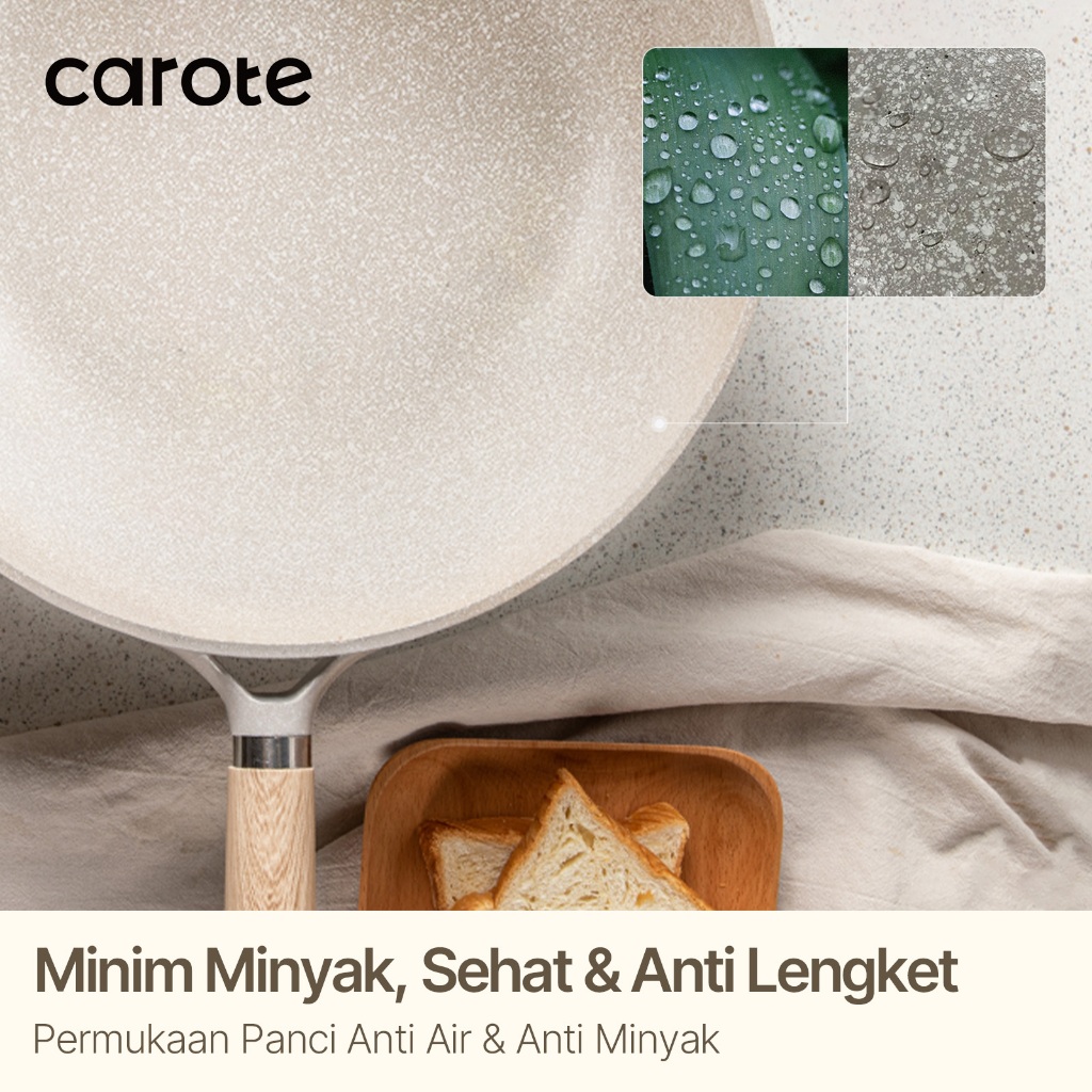 KUALITAS SUPER CAROTE Panci Wok Wajan Penggorengan Satuan 26/30 cm Lapisan Granit Anti Lengket