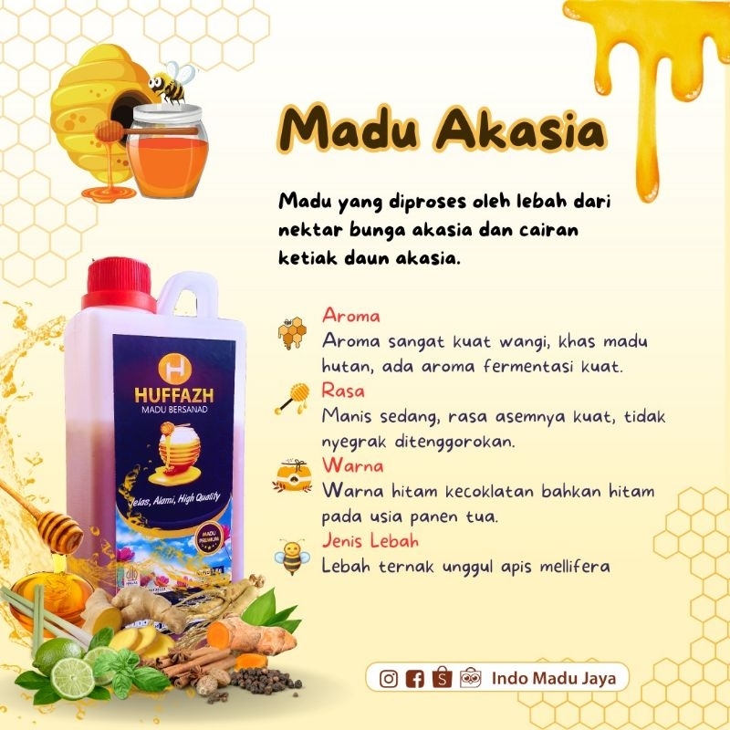 

Huffaz Madu Murani Aroma Rasa/nektar Akasia Warna Jenis Lebah