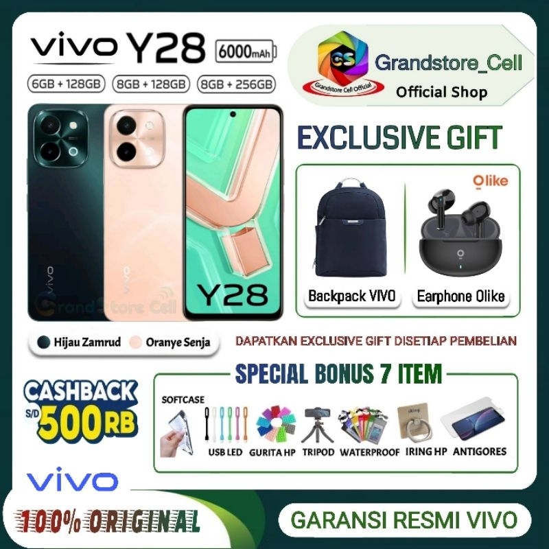 VIVO Y28 NFC RAM 6/128 | VIVO Y 28 RAM 8/128 | VIVO Y28 RAM 8/256 GARANSI RESMI VIVO INDONESIA