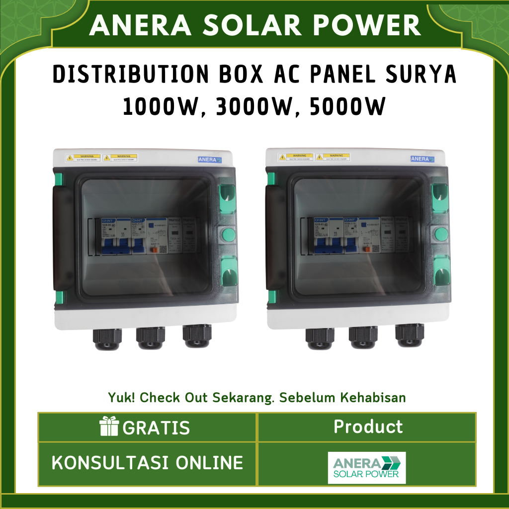 Distribution Box AC Panel Surya Combiner Box Solar Panel Sistem Pengaman Panel Surya Sistem AC 230V