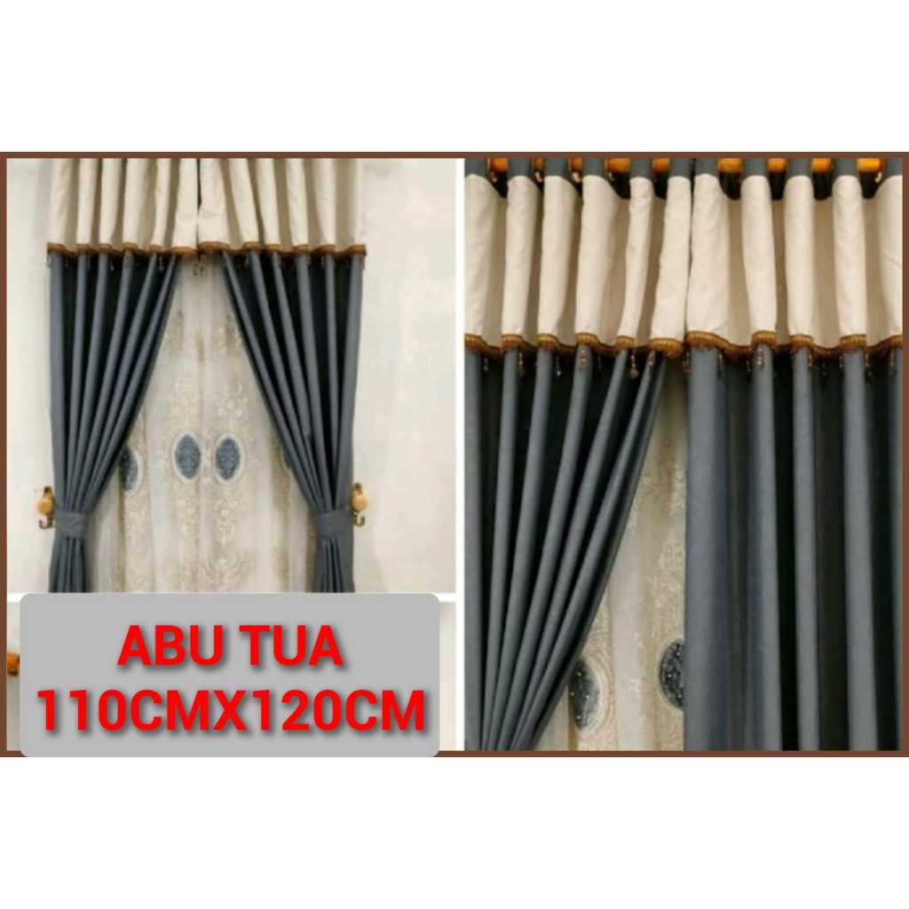 Gorden jendela pendek Rumbai Poni lebar 110CM tinggi 120CM