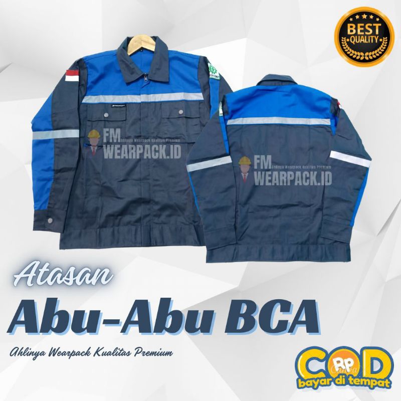 BAJU SAFETY ABUABU TUA KOMBINASI BIRU BCA-BAJU PLN-BAJU SAFETY-BAJU FRC-BAJU K3-WEARPACK
