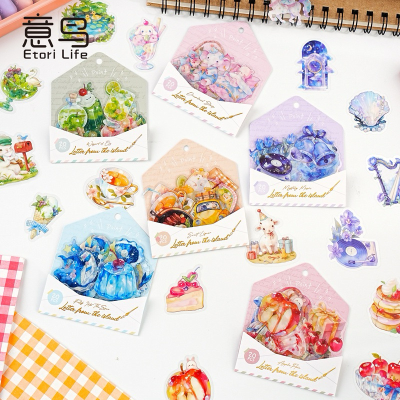 

(7E) sticker transparan motif makanan kue roti perabot musik music bread food cake