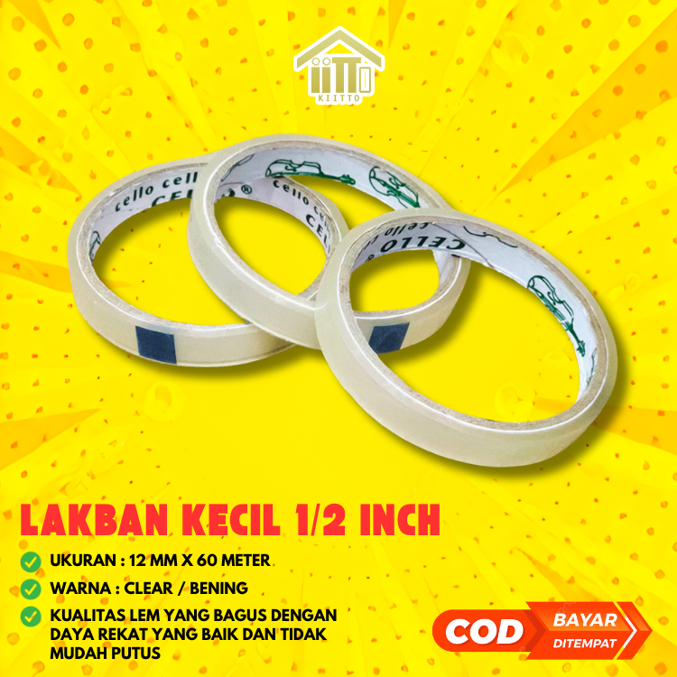 

LAKBAN KECIL BENING 1/2 INCH / SOLATIP / SELOTIP 1/2 INCH 12 MM X 60 M / LAKBAN 12 MM / LAKBAN BENING 1/2 INCH / ISOLASI 1/2 INCH 60 METER / ISOLASI BENING 72 YARD