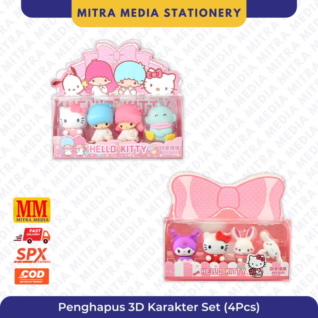 

Penghapus 3D Karakter SET BOX / Souvenir Anak / Gift SET Lucu - Karakter Sanrio Hello Kitty (4 Pcs)