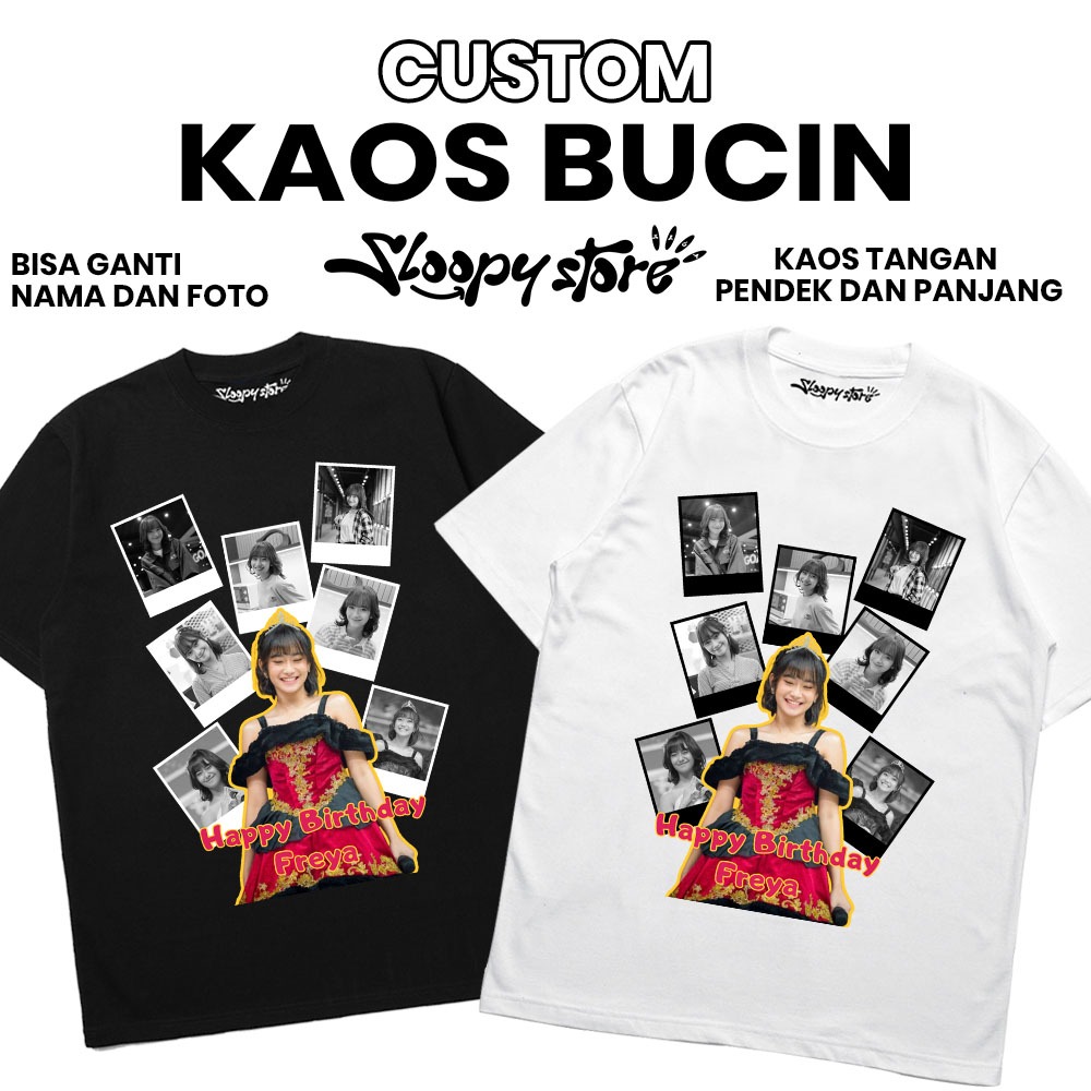 Sloopy Kaos Sablon Custom Foto Bucin Happy birthday  Pria Wanita Baju Couple Pasangan