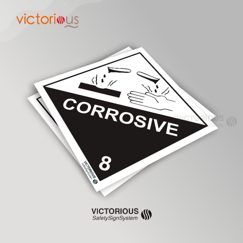 

Sticker Label Limbah B3 Simbol Corrosive DG8 IATA | Hazmat IATA DG 8 Corrosive Sticker Sign