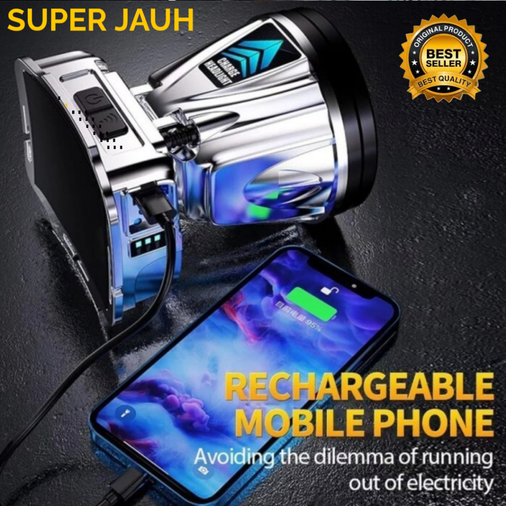 Headlamp outdoor Senter kepala 300 watt super terang cas listrik 1865000mah jarak jauh 900000m 900ja