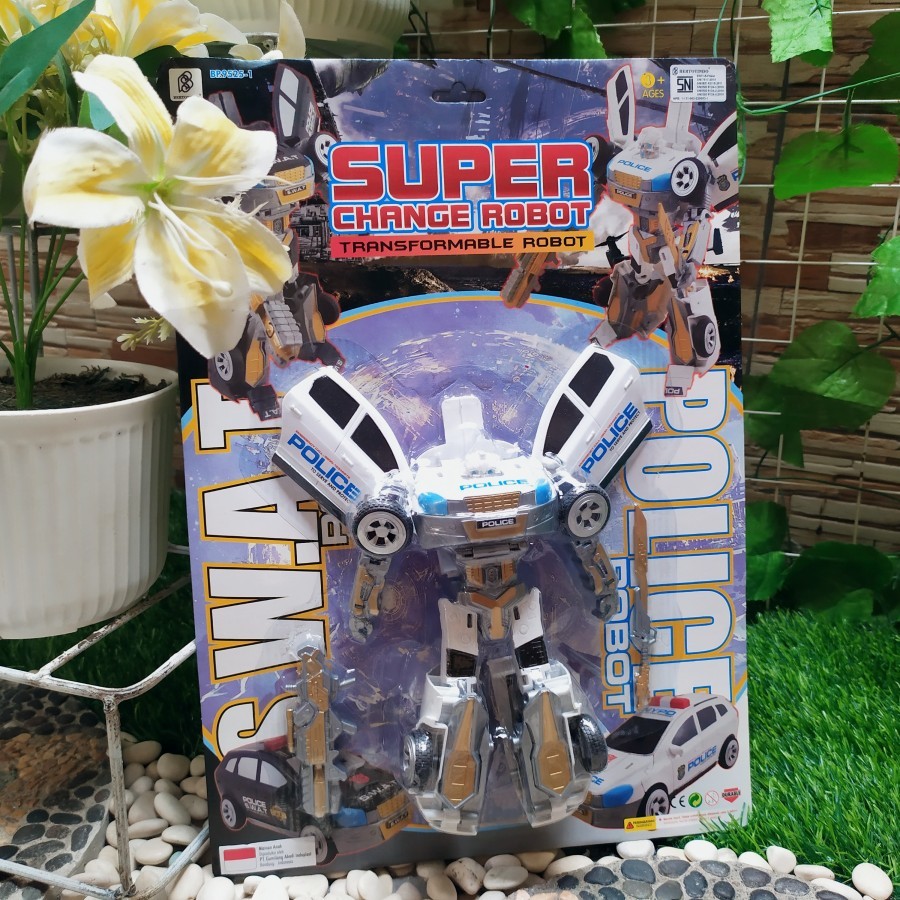 Mainan robot Transformers change jadi mobil polisi anak