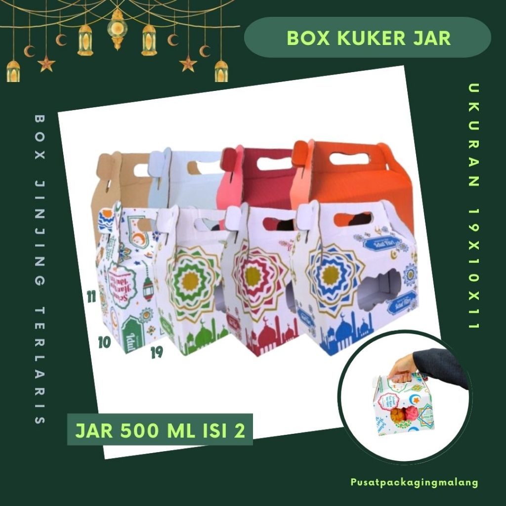 

Box Jinjing Kuker 19x10x11 Jinjing Jar (KUKER TOPLES JAR 750ml ISI 2) Box Jinjing Kardus Lebaran Idul Fitri Hampers Polos/Motif