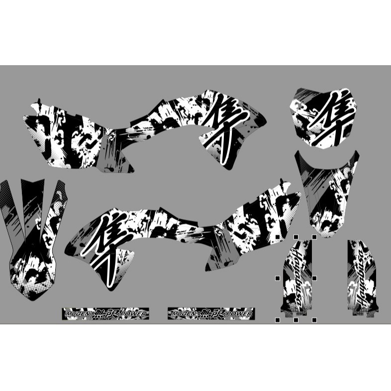 Decal sticker Kawasaki KLX BF 150 design terbaru Motif ABSTRAK HITAM PUTIH