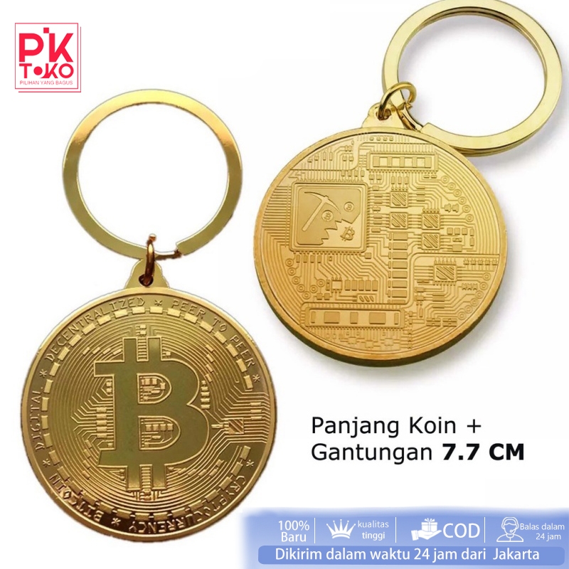Gantungan Kunci Kripto Bitcoin Keychain Plus Desain Replika Bitcoin Gold Plated