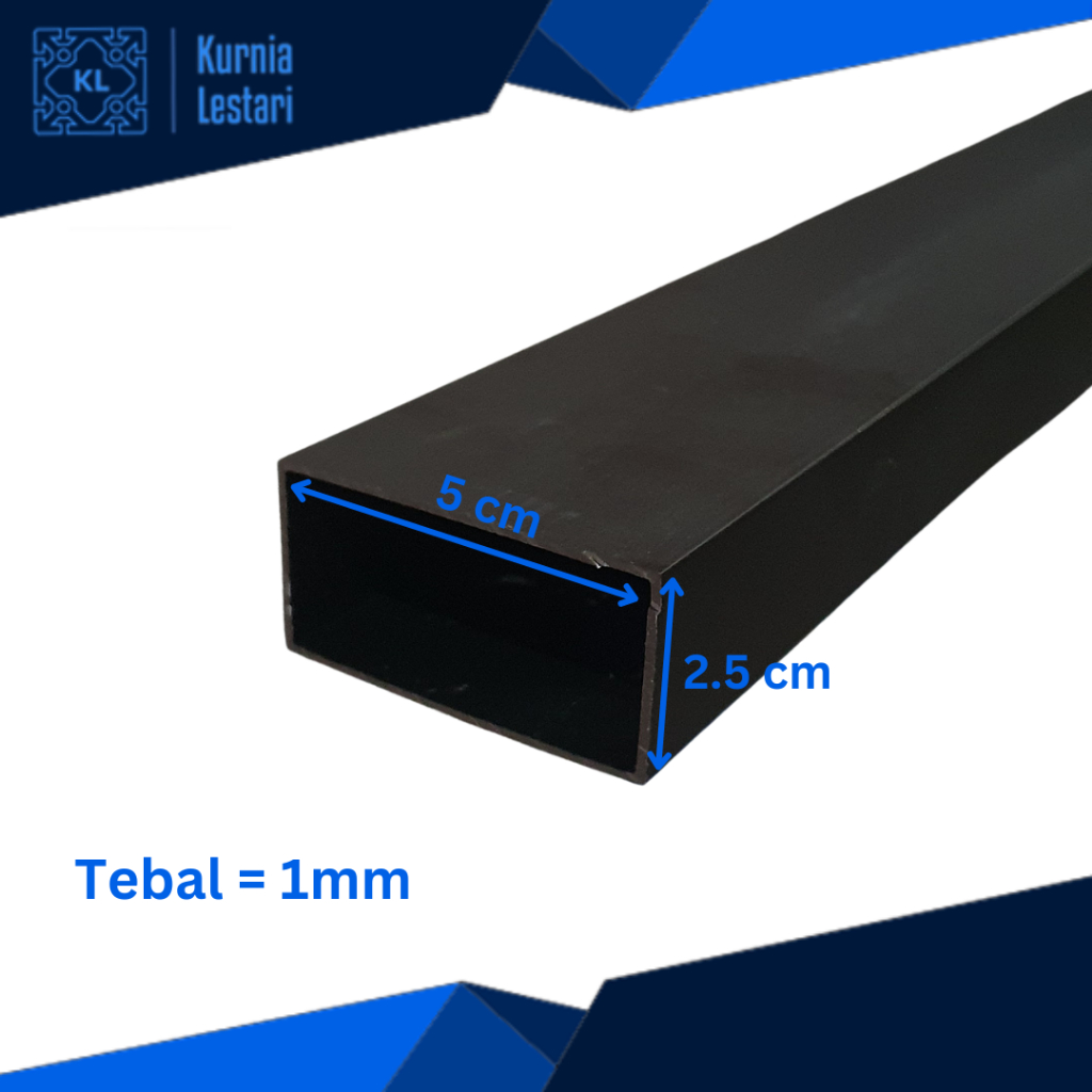 Hollow Jidar Blebes Aluminium 1x2 inch / 25x50mm tebal 1mm BRONZE