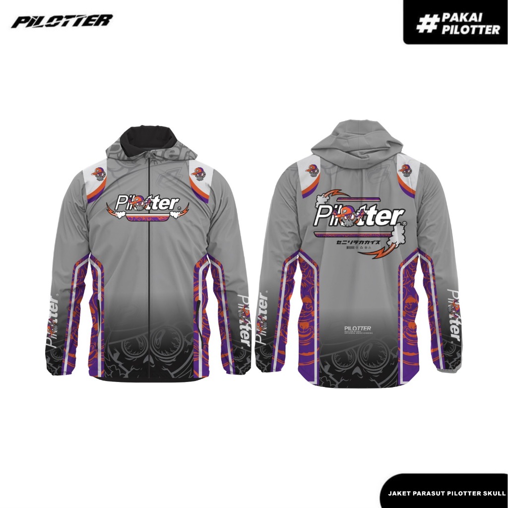 JAKET PARASUT PILOTTER SKULL ORIGINAL FREE STIKER