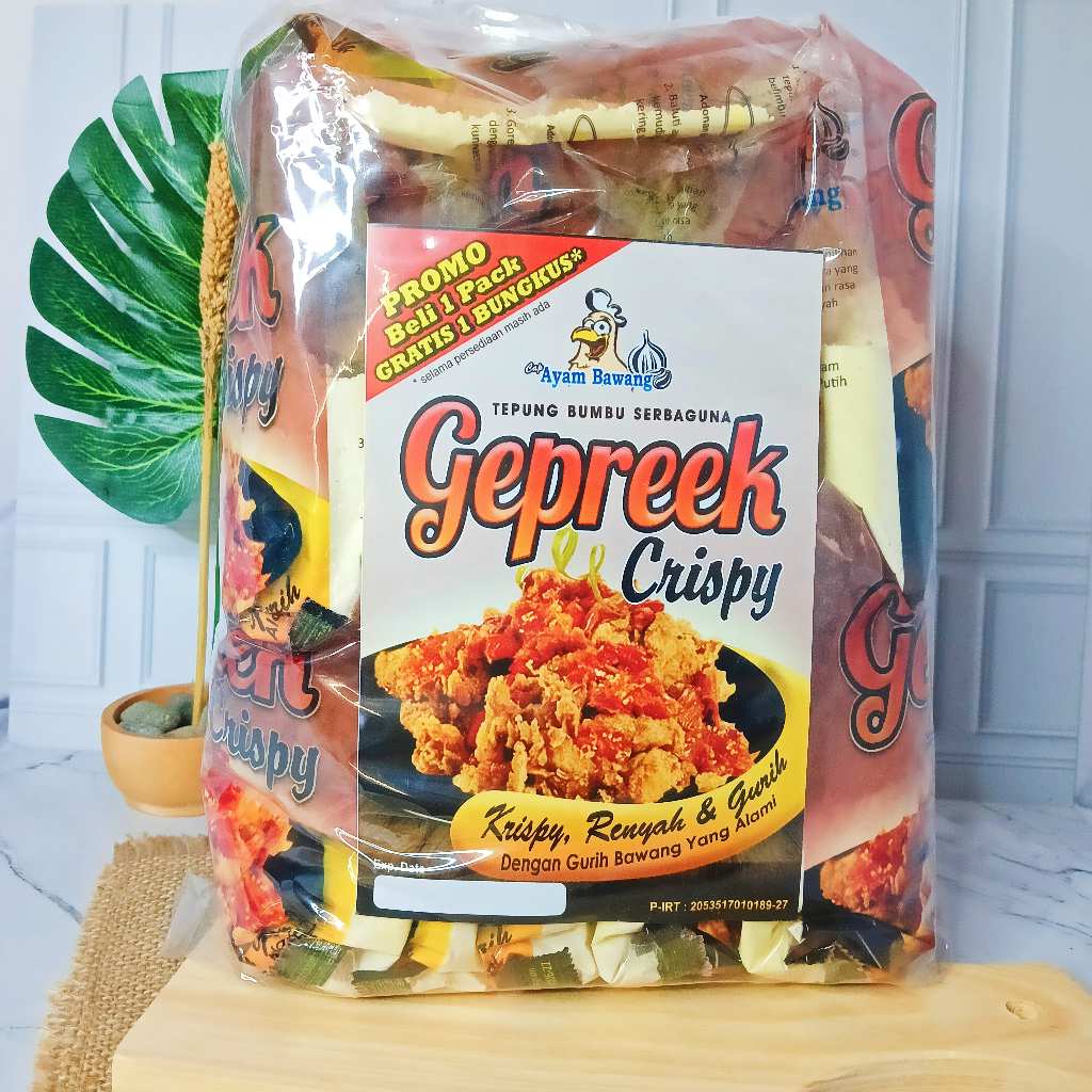 

tepung geprek crispy tepung ayam geprek kemasa 1,3kg (PROMO TERBATAS BELI 1 PACK BONUS 1 PCS)
