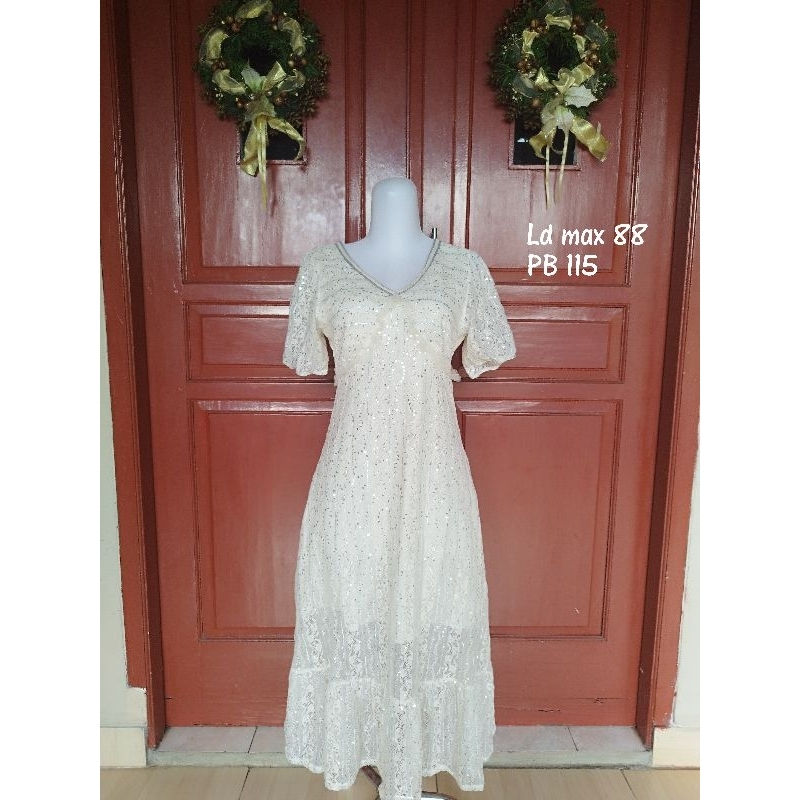 Preloved Dress Sequin Putih