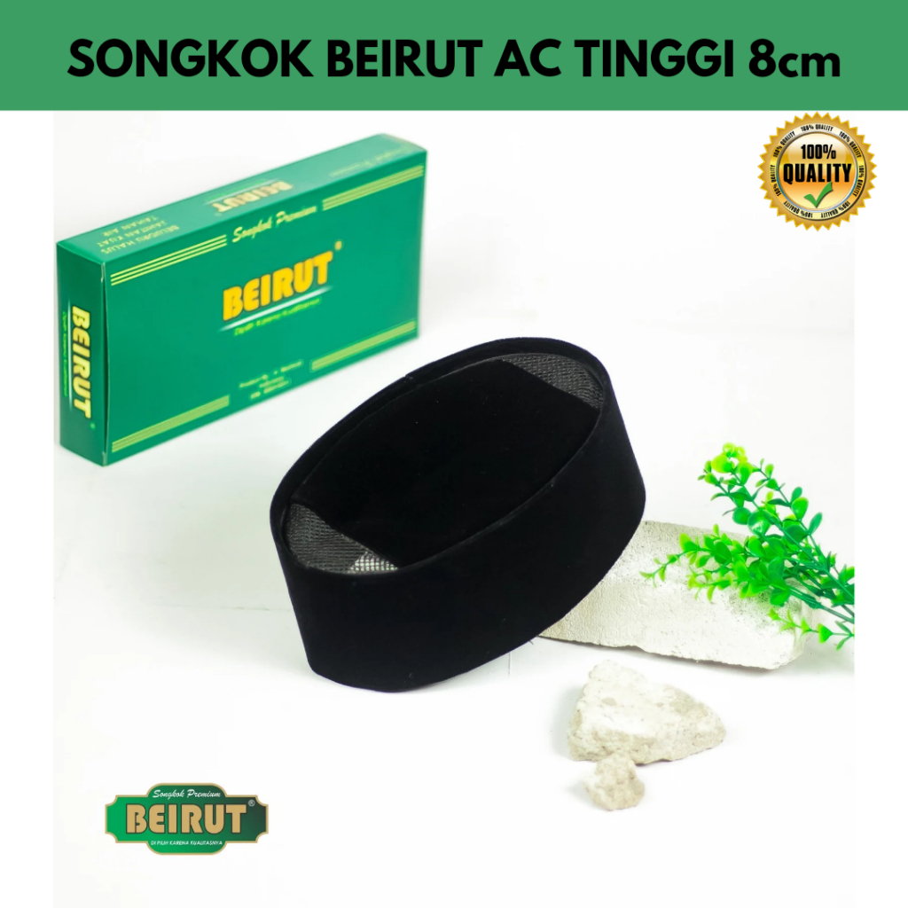 Peci Beirut AC, Peci Hitam Polos, Kopiah Songkok Hitam, Peci Tinggi 8cm