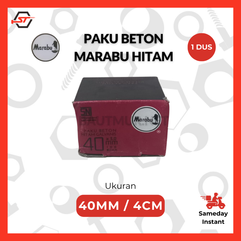 Paku Beton Hitam Marabu 40mm | Paku Beton Hitam Galvanis 4cm