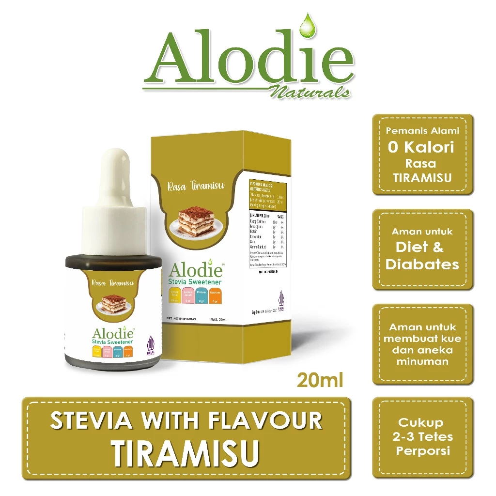 

Stevia Alodie Natural Sweetener Rasa Tiramisu