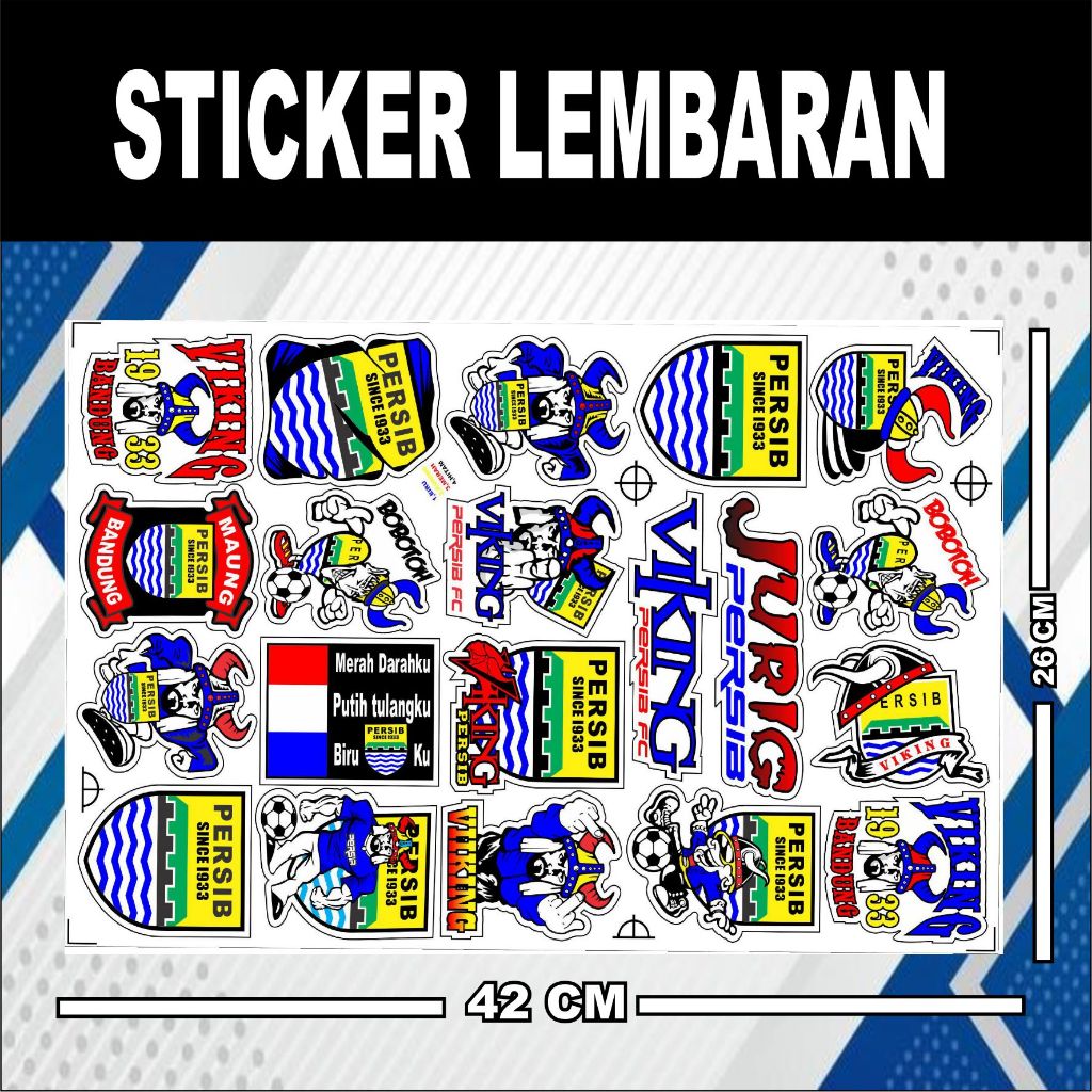 

stiker Lembaran Ukuran 26 x 42 cm Isi 20 Pcs gambar PERSIB