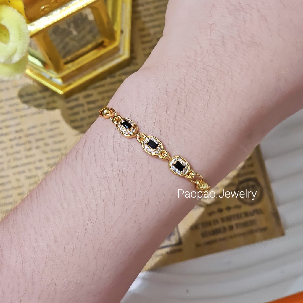 Paopao Gelang Serut Titanium 3 Mata Hitam