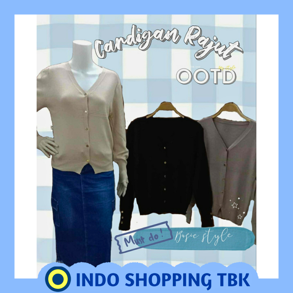 Cardigan Rajut Knitwear Kancing Depan Lengan Panjang