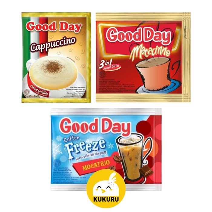 

GOODDAY COFFEE / KOPI SACHET - CAPPUCCINO, MOCACINNO, FREEZE MOCAFRIO, DLL. (1 RENCENG ISI 10 SACHET)