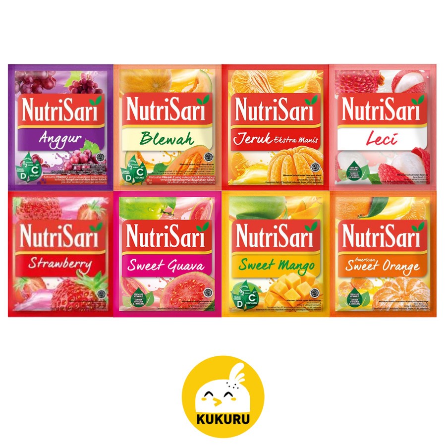 

NUTRISARI SACHET MINUMAN SERBUK - JERUK MANIS, ANGGUR, BLEWAH, STRAWBERRY, LECI, SWEET GUAVA, SWEET MANGO, DLL. (1 RENCENG ISI 10 SACHET)