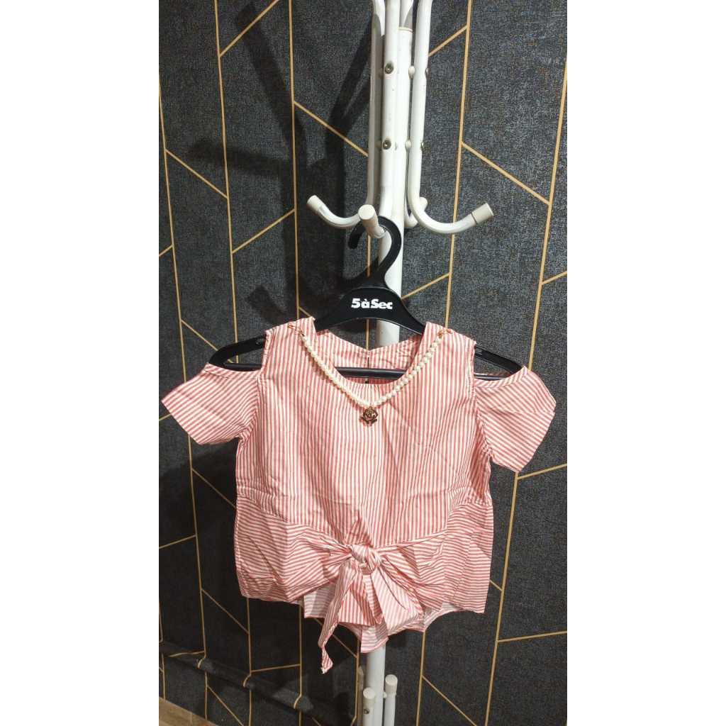 Sabrina Pink Stripe Baju Atasan Anak Perempuan Import Korea