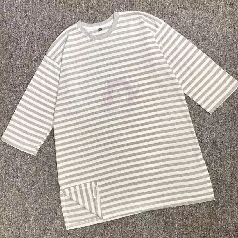 KAOS OVERSZIED STRIPE 3/4 HIJAB FRIENDLY BLOUSE MOTIF GARIS POTONGAN LONGGAR BAHAN COTTON 24s ADEM