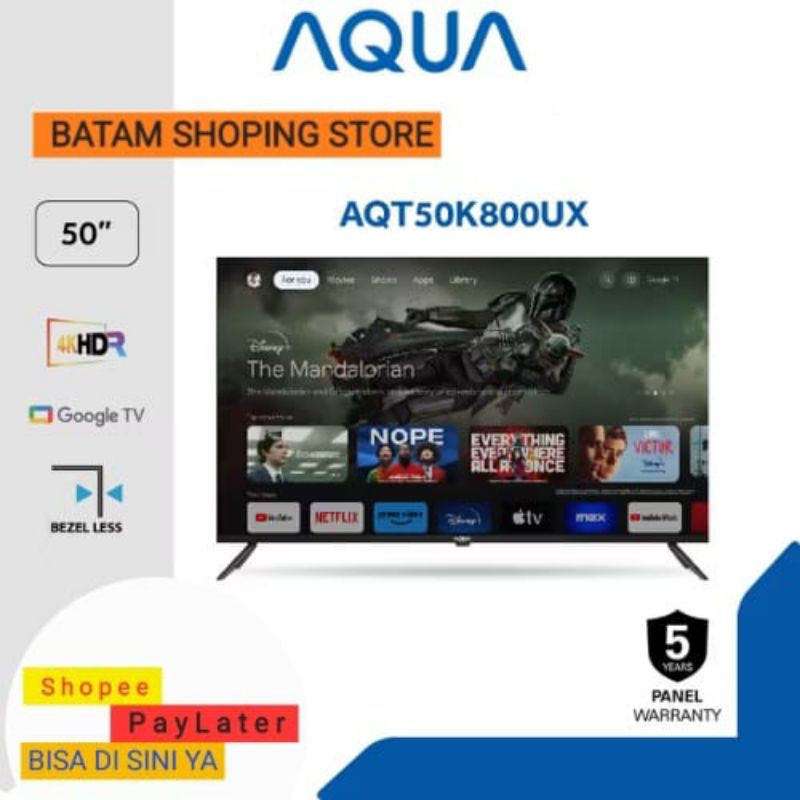 TV AQUA DIGITAL 50 INCH GOOGLE TV SERIES AQT50K800UX 4K HDR GARANSI RESMI