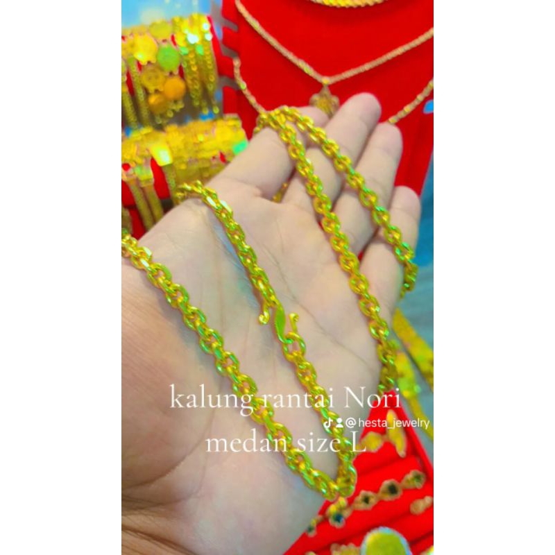 Kalung rantai Nori Medan size L sepuh emas 24 karat lapis kristal premium