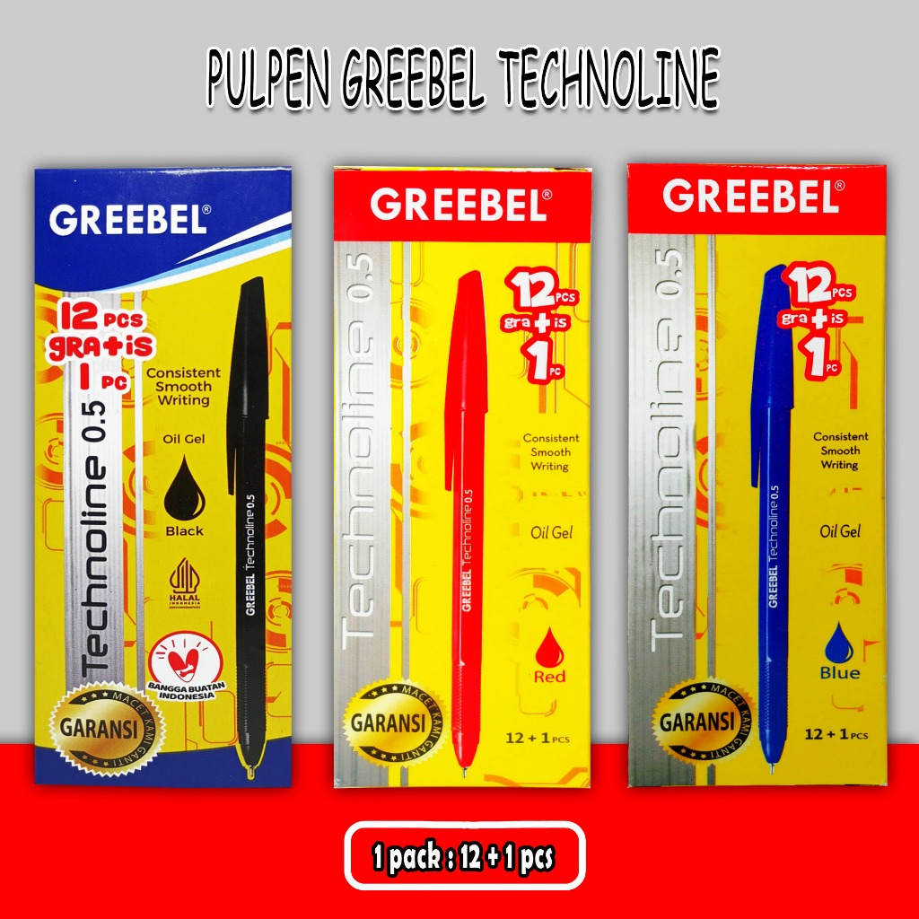 

pulpen greebel technoline / hitam / biru / merah / 1 pcs