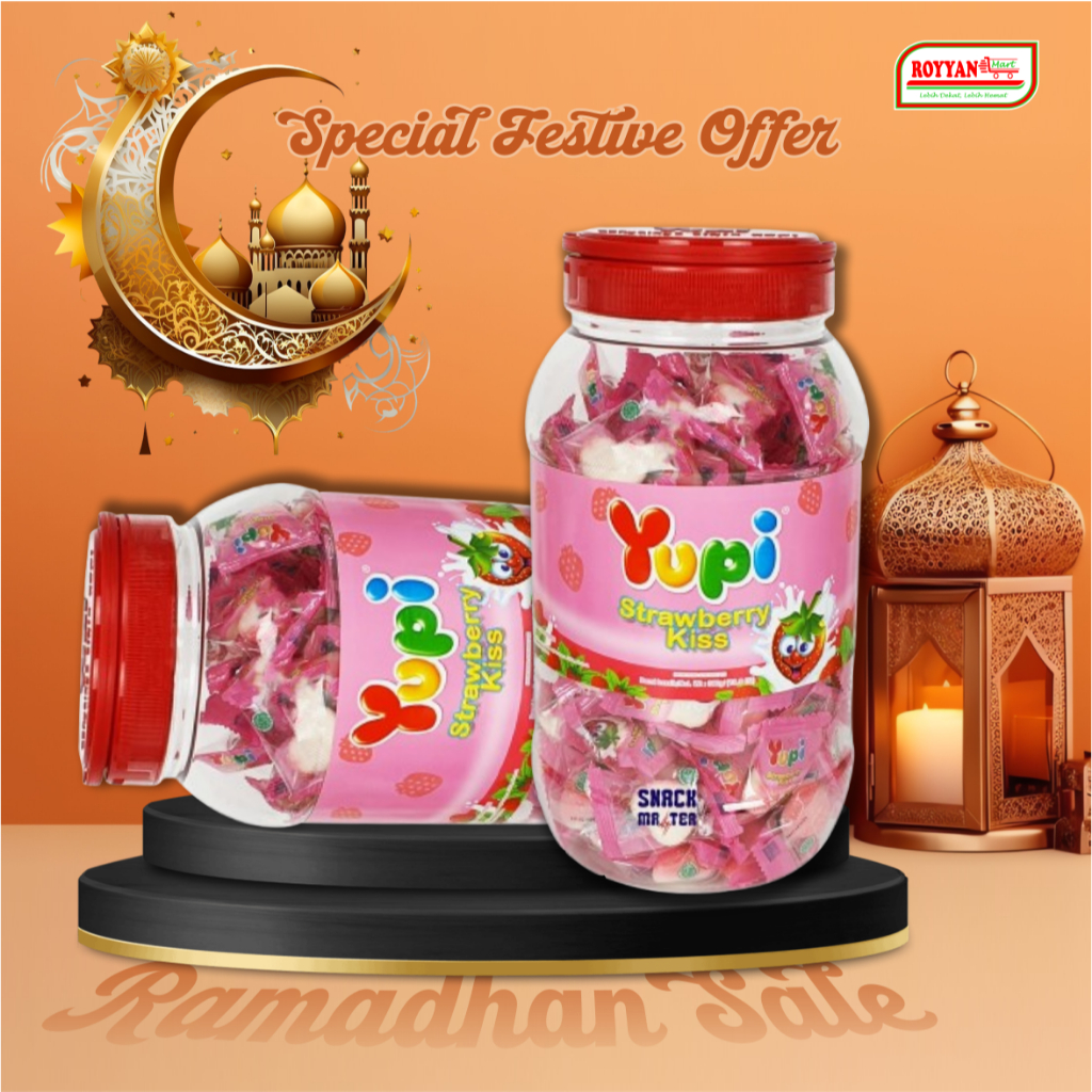 

PROMO Ramadhan YUPI Love Toples Kaleng | Jar Candy Strawberry Kiss Permen Gula Lunak 300g