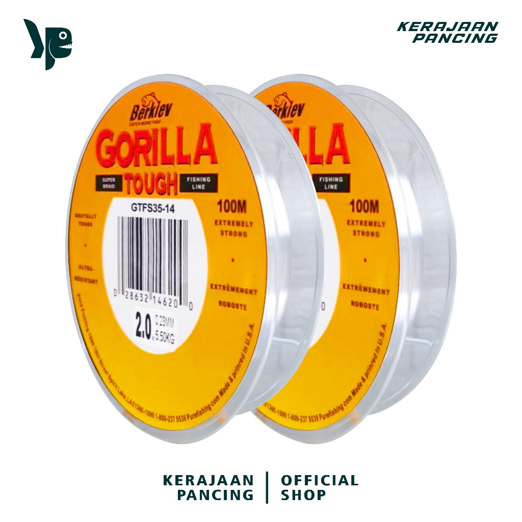 KERAJAAN PANCING - Senar Pancing Berkley Gorilla putih  100Meter Nilon  Anti Keriting Super Kuat