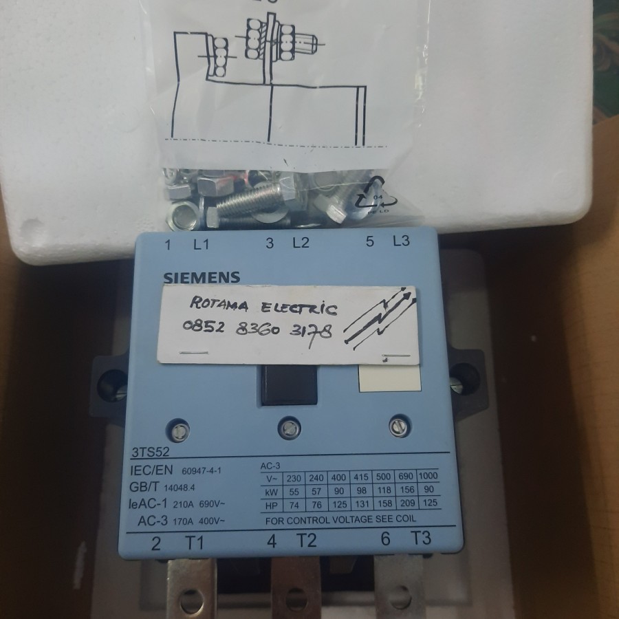 CONTACTOR SIEMENS 3TS5222 PENGGANTI 3TF5222 3TS52-22 COIL 110V & 220V