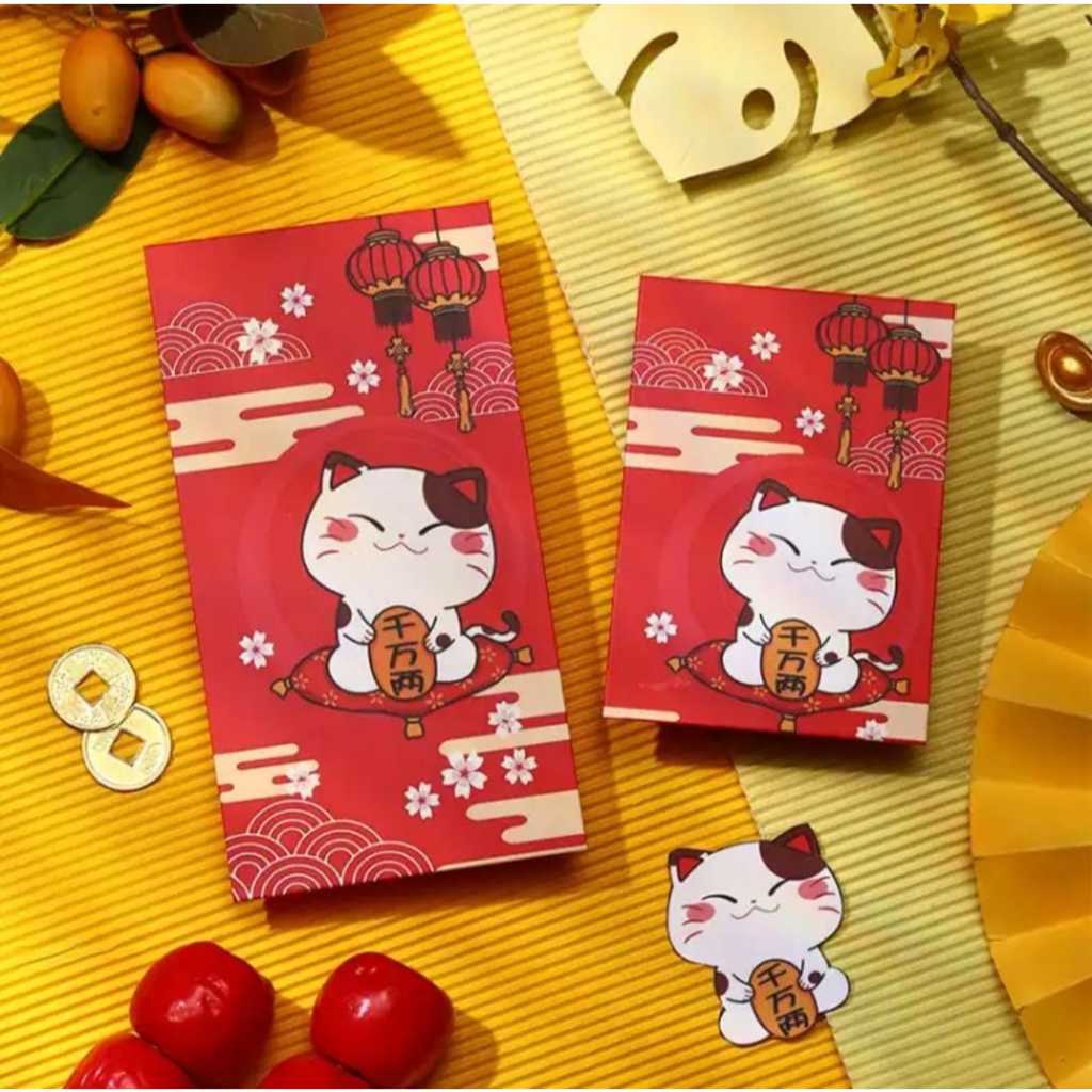 

kertas angpao paper isi 10 lembar chinese lunar year - lucky cat model panjang