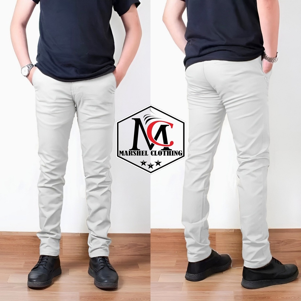 Celana Chino Putih Panjang Pria Original Uvall / Celana Chino Cowok Skinny Murah Ukuran Jumbo