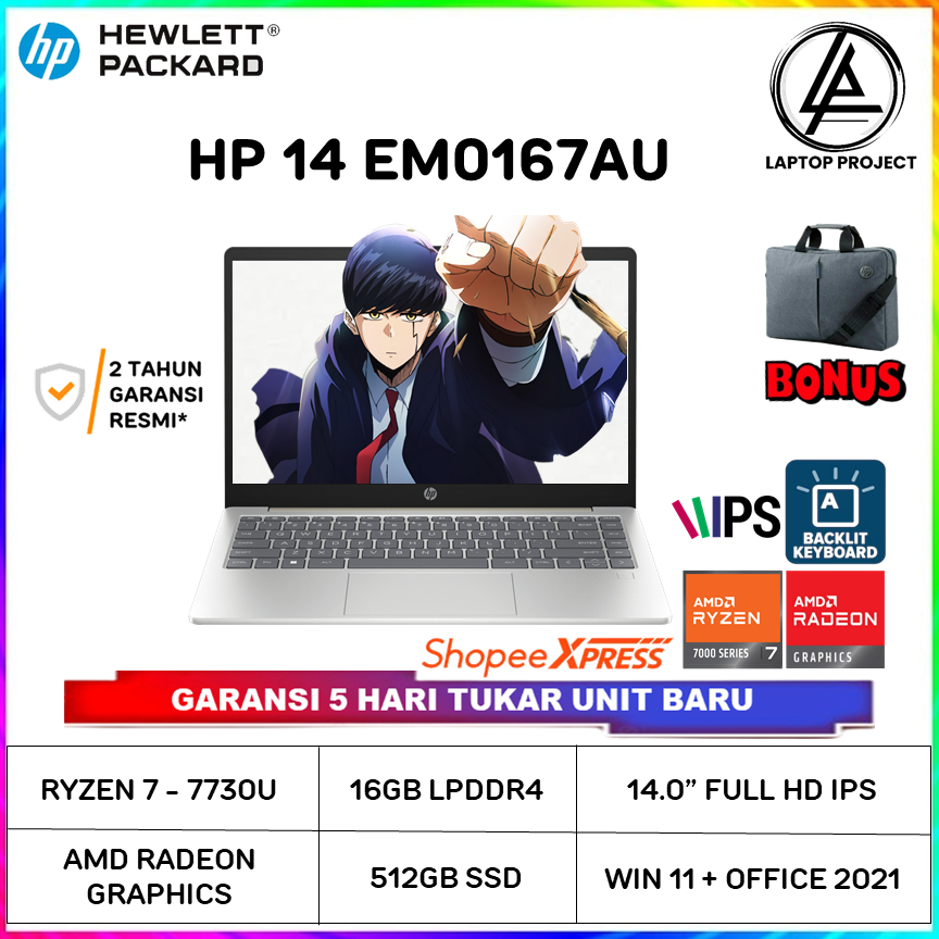 HP 14 Ryzen 7-7730U 16GB SSD 512GB 14 inch FHD IPS W11 OHS - HP 14S