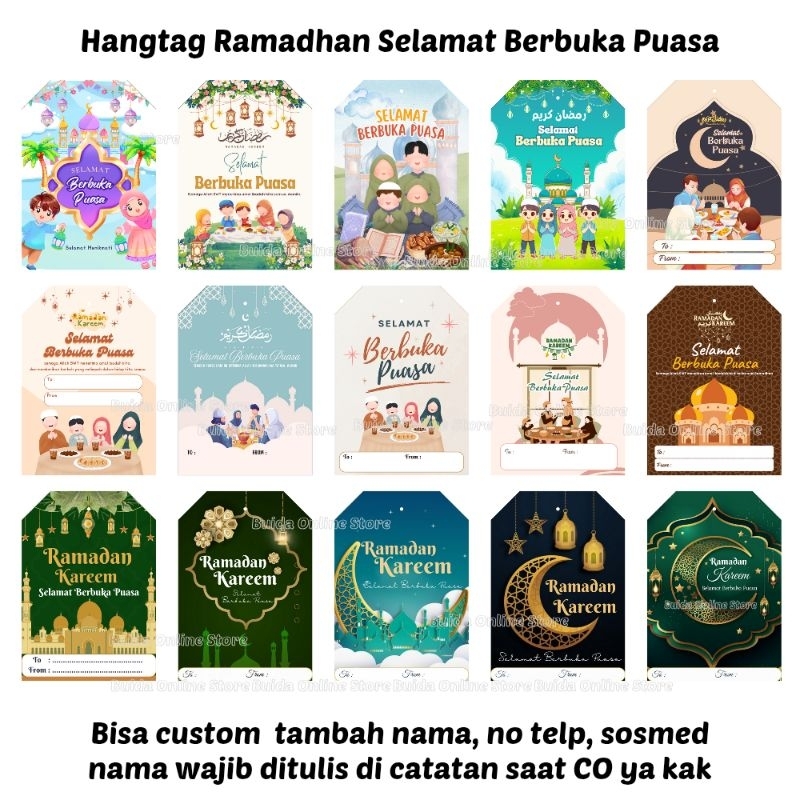 

Hangtag Ramadan Kareem Label Selamat Berbuka Puasa Hang Tag Parcel Hampers bingkisan hantaran takjil shodaqoh dekorasi kemasan hiasan packaging marhaban ya ramadhan kartu ucapan
