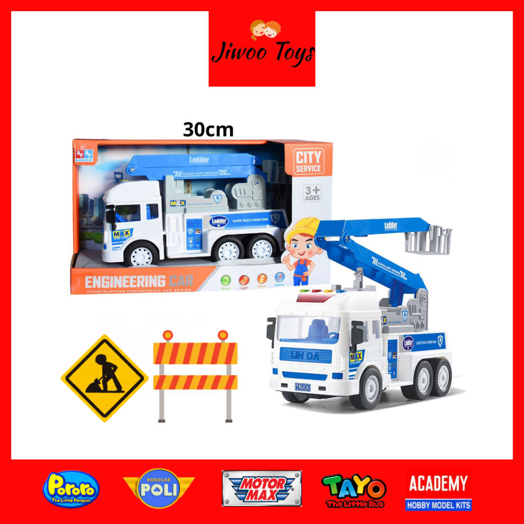 Mainan Truk Engineering Car Ladder Sound And Light HW19142775 Mobil Konstruksi