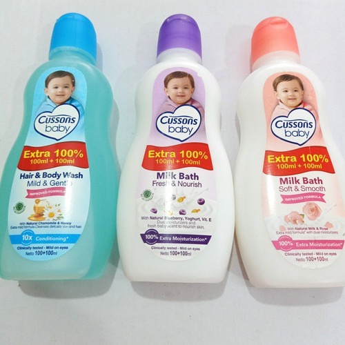 CUSSONS BABY MILK AND BATH 100+100 ML - HAIR AND BODY WASH - SABUN MANDI CUSSON