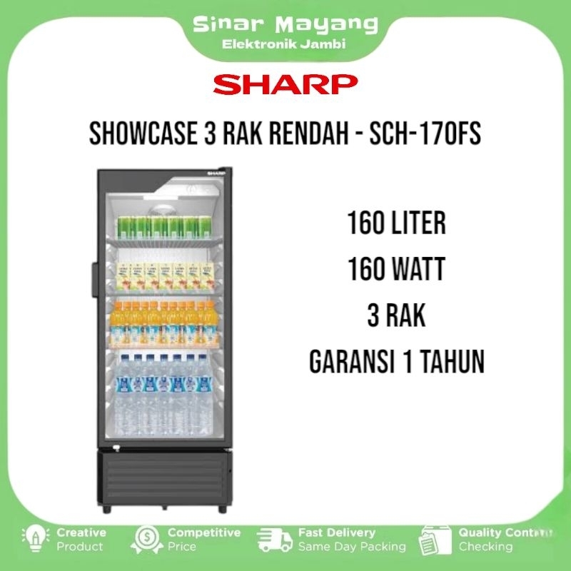 Showcase SHARP SCH-170FS/ Showcase 3 Rak Rendah SHARP/ Garansi Resmi SHARP