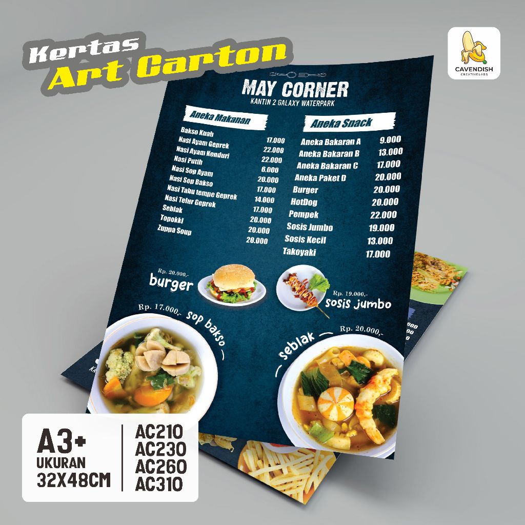 

Cetak IVORY A3+ 210gsm/ 230gsm/ 260gsm/ 310gsm / Custom Poster - 1 SISI, 2 SISI