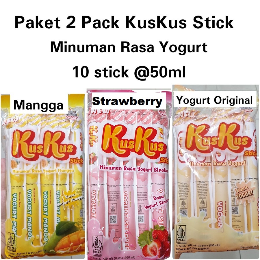 

PAKET 2 PACK KusKus Kus Kus Yogurt Stick Original Mangga Strawberry
