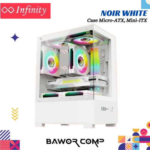 INFINITY NOIR Free 3 fan RGB - White / Putih | Casing PC M-ATX | CPU PC Case Gaming