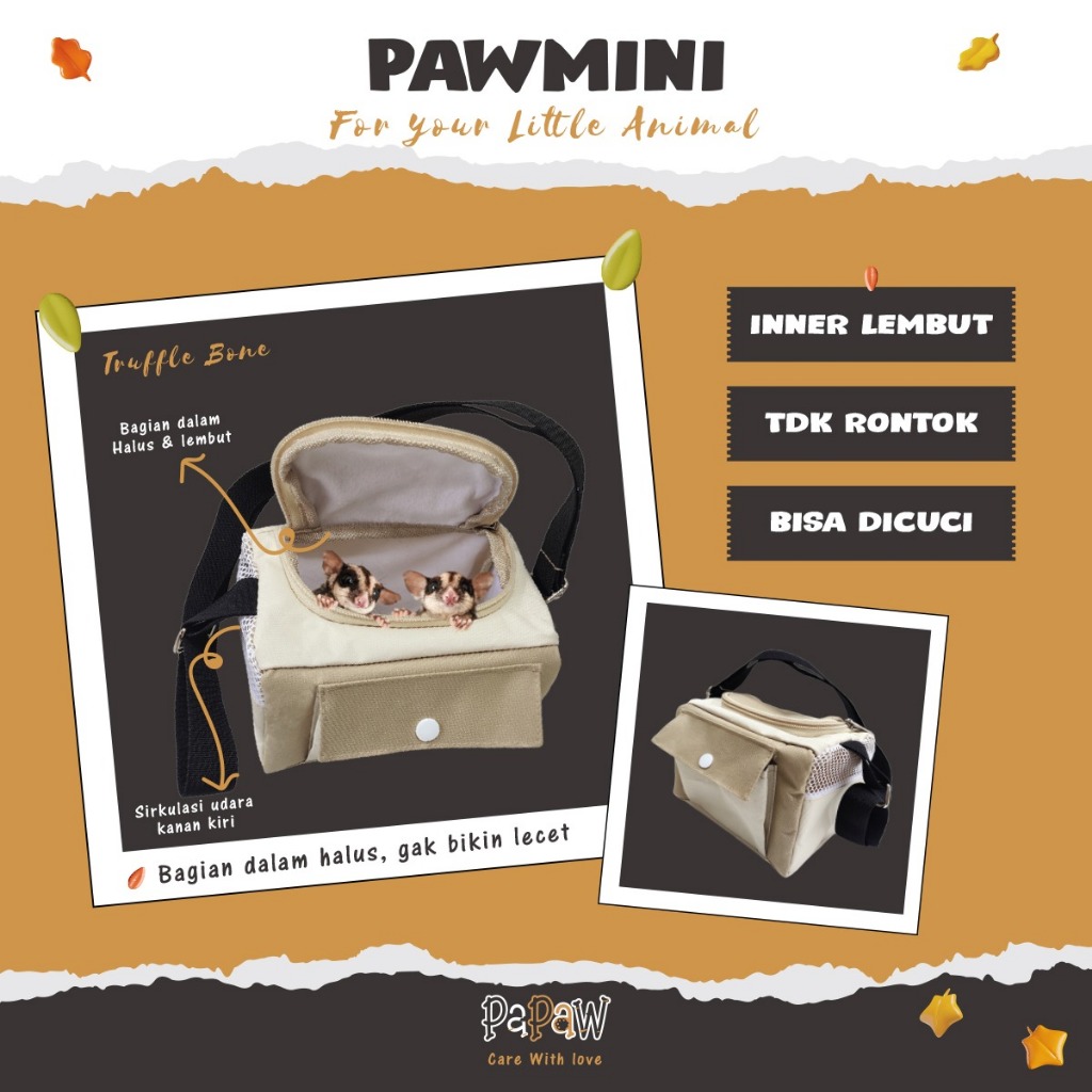 Tas Sugar Glider Lucu Travel Pouch Model Kubus Untuk Tupai Terbang Hamster Paw Mini