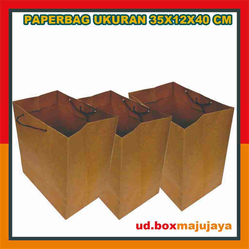 

(PAKET 12 Pcs) Paper bag 35x12x40 cm | Paperbag Coklat | Tas Kertas Jumbo / Tas Bunga / Tas Bucket