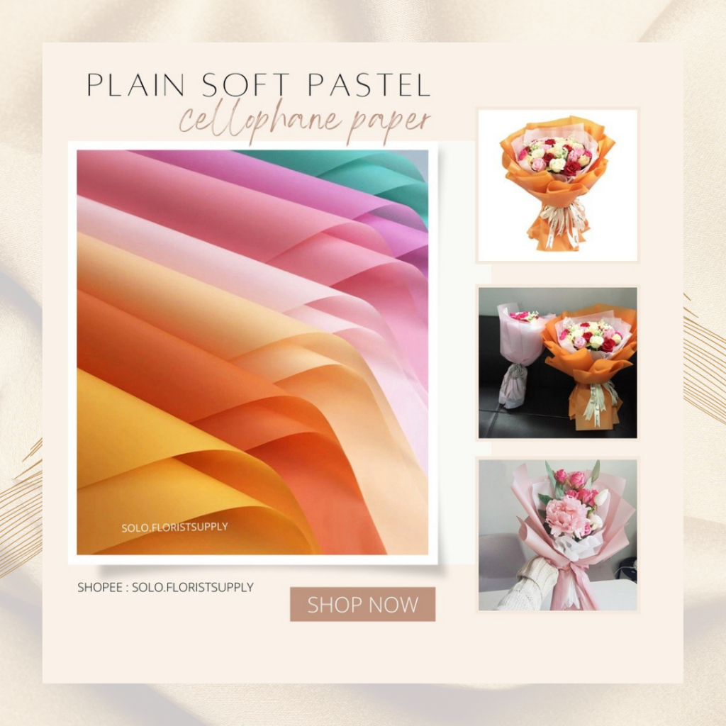 

PLAIN SOFT PASTEL CELLOPHANE TRANSPARENT KERTAS BUNGA TRANSPARAN DOFF WARNA POLOS MACARONS PASTEL COLOR WRAPPING PAPER FLOWER WRAPPING MATTE PAPER TRANSPARENT CELLOPHANE KERTAS BUNGKUS BUNGA HAND BOUQUET KOREAN BUKET BUNGA WISUDA BUKET BUNGA KERING