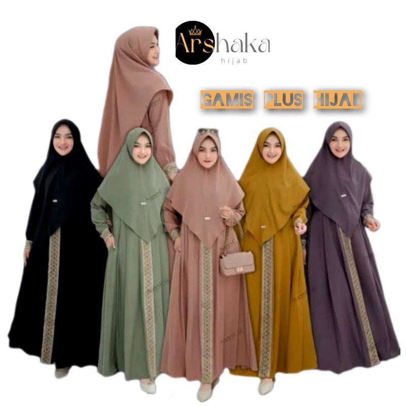 Gamis Set Hijab Kanaya Syar'i Crincle Airflow